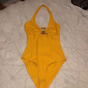 Mustard yellow halter top  bodysuit